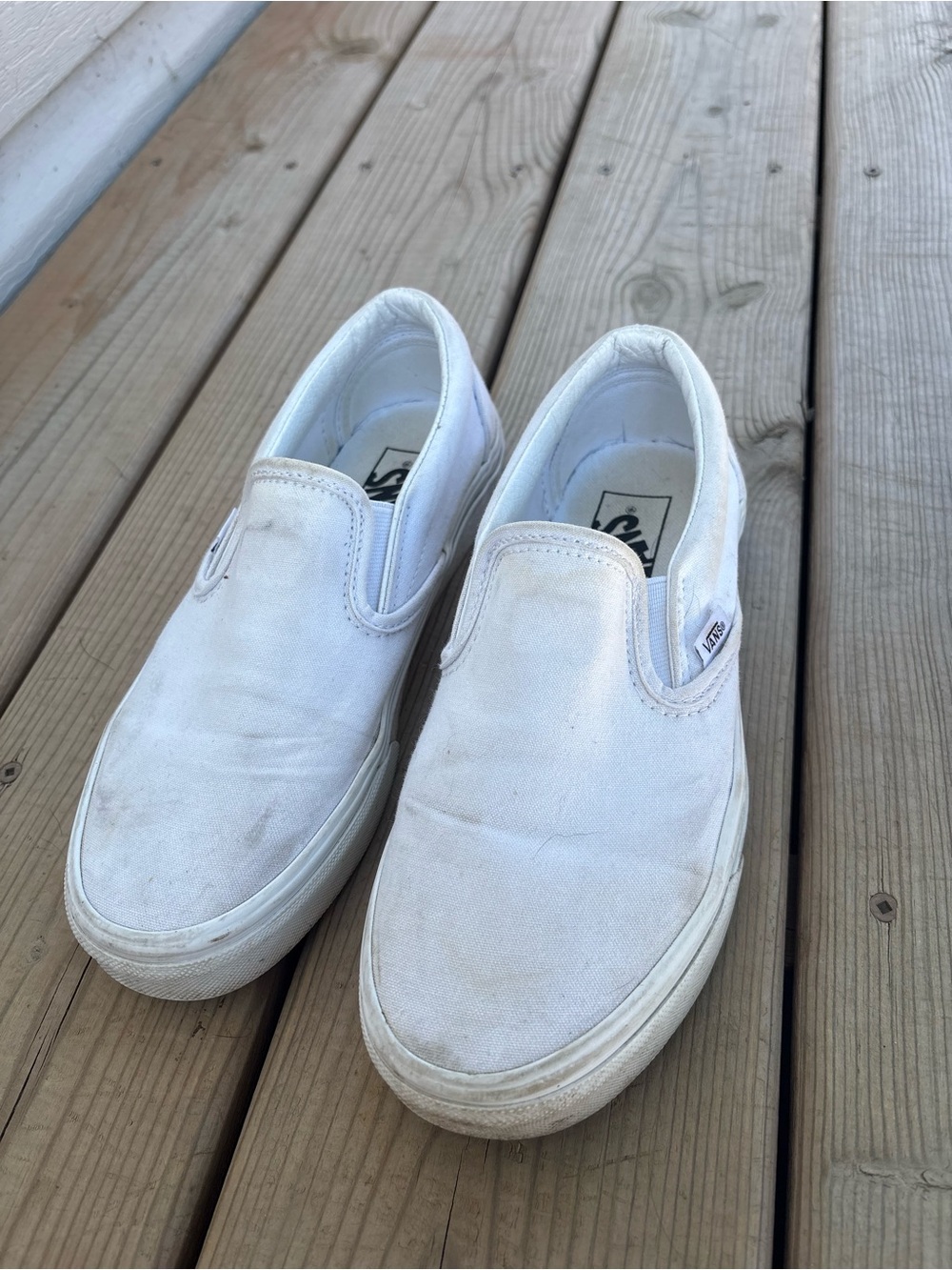 Vans White Slip-On Canvas Sneakers